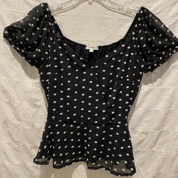 E&M PEPLUM TOP MEDIUM - Picture 1 of 6